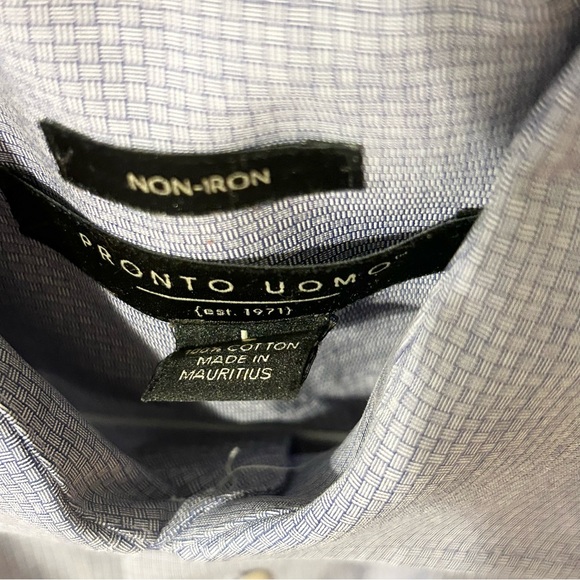 Pronto Uomo Blue Button Down Shirt Large - Picture 5 of 7